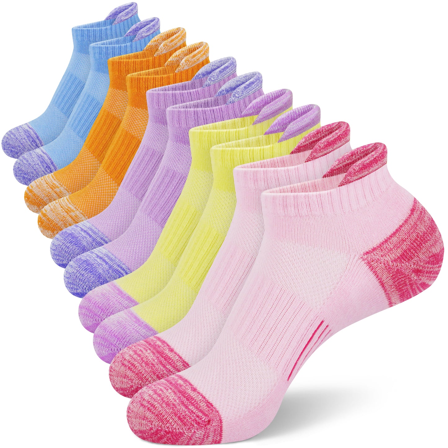 SIXDAYSOX Womens Ankle Socks Low Cut Cushioned Running Socks No Show Athletic Socks 5 Pairs