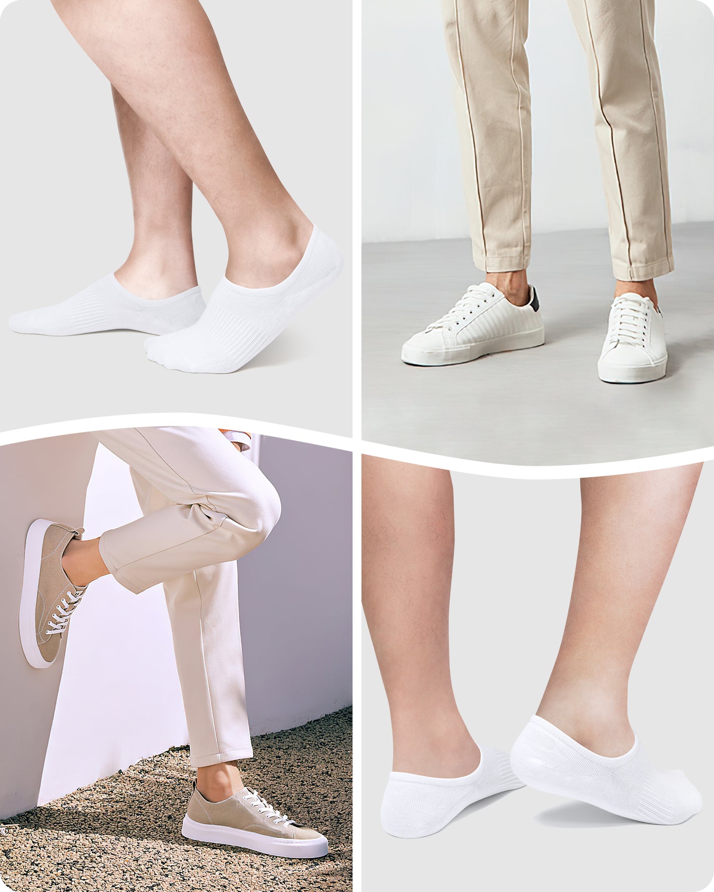 SIXDAYSOX Mens No Show Socks 8 Pack Low Cut Non-Slip Invisible Short Socks for Sneaker Loafer