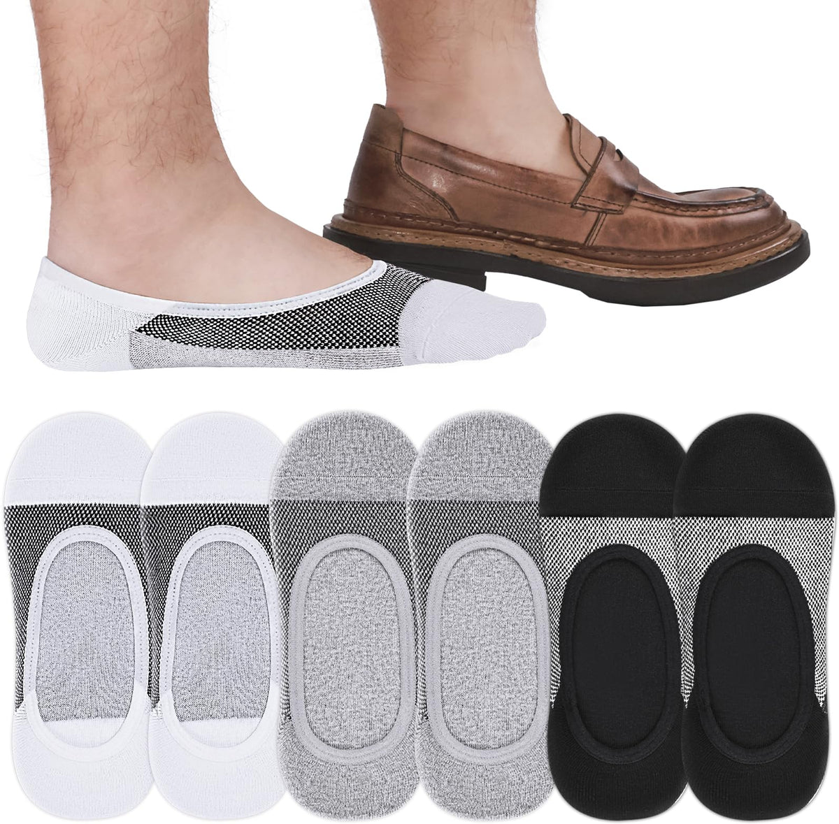 SIXDAYSOX 8/6 Pairs No Show Socks Men Thin Liner Ultra Low Cut Loafer Socks
