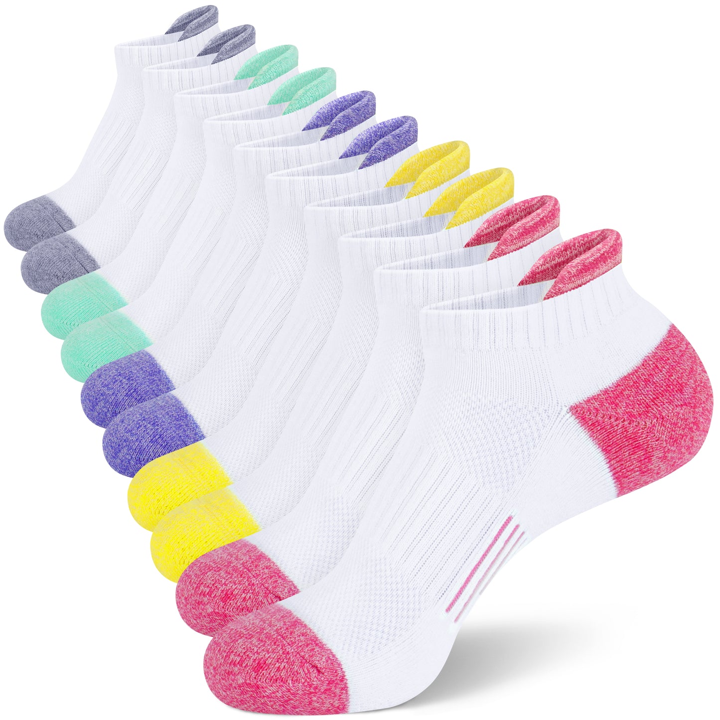 SIXDAYSOX Womens Ankle Socks Low Cut Cushioned Running Socks No Show Athletic Socks 5 Pairs