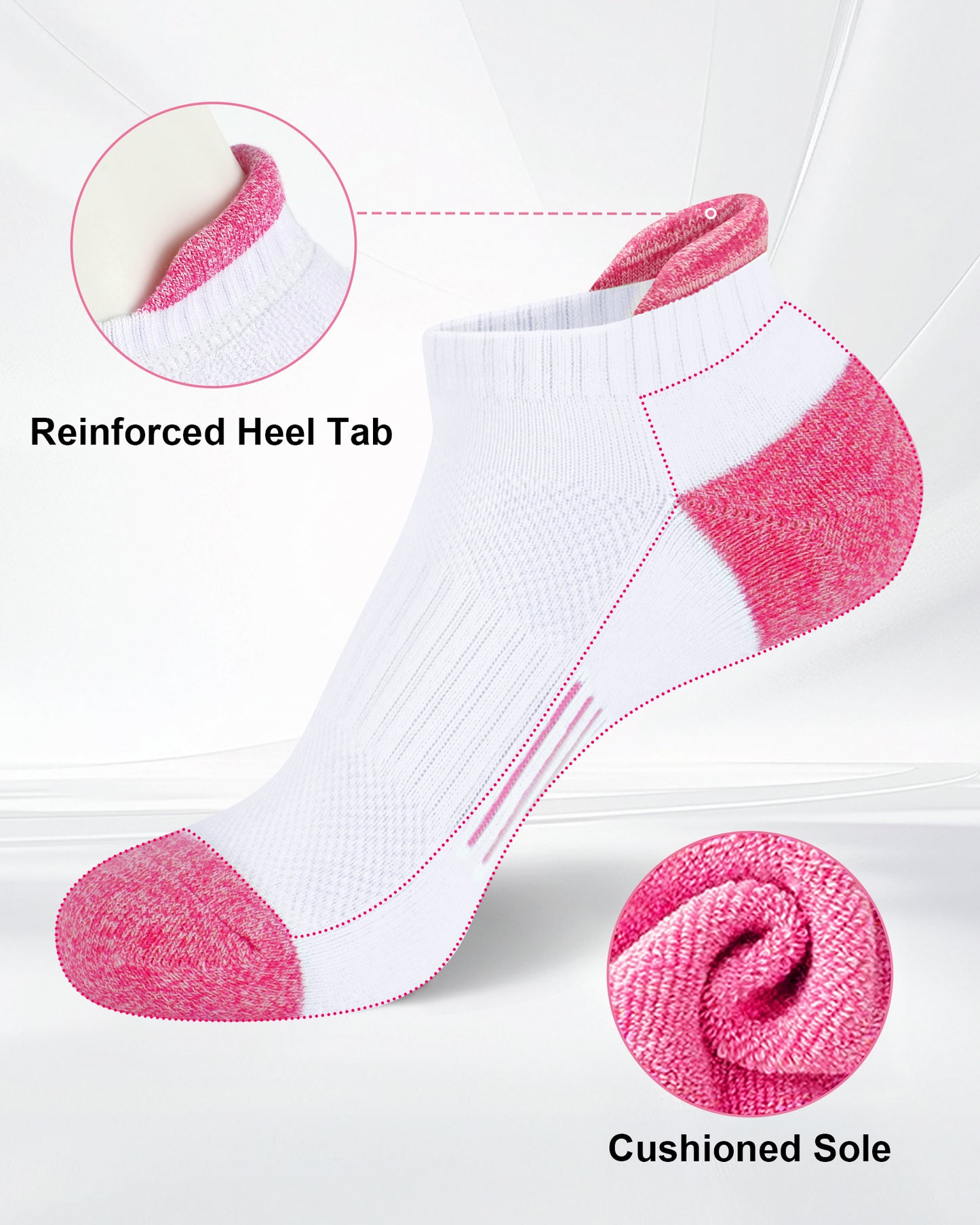 SIXDAYSOX Womens Ankle Socks Low Cut Cushioned Running Socks No Show Athletic Socks 5 Pairs