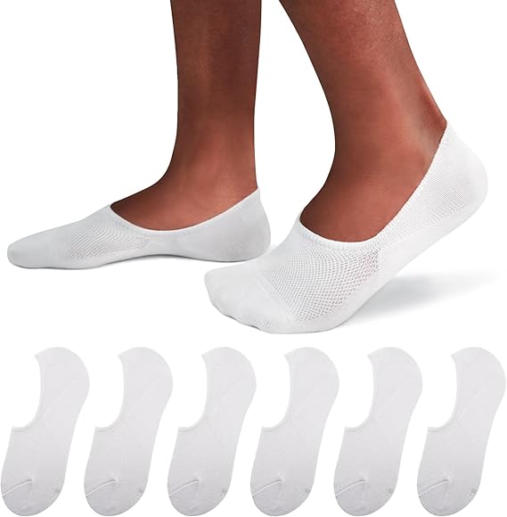 SIXDAYSOX No Show Socks Men 6/8 Pack Invisible Low Cut Socks Non Slip Short Socks Size 5-11/10-13