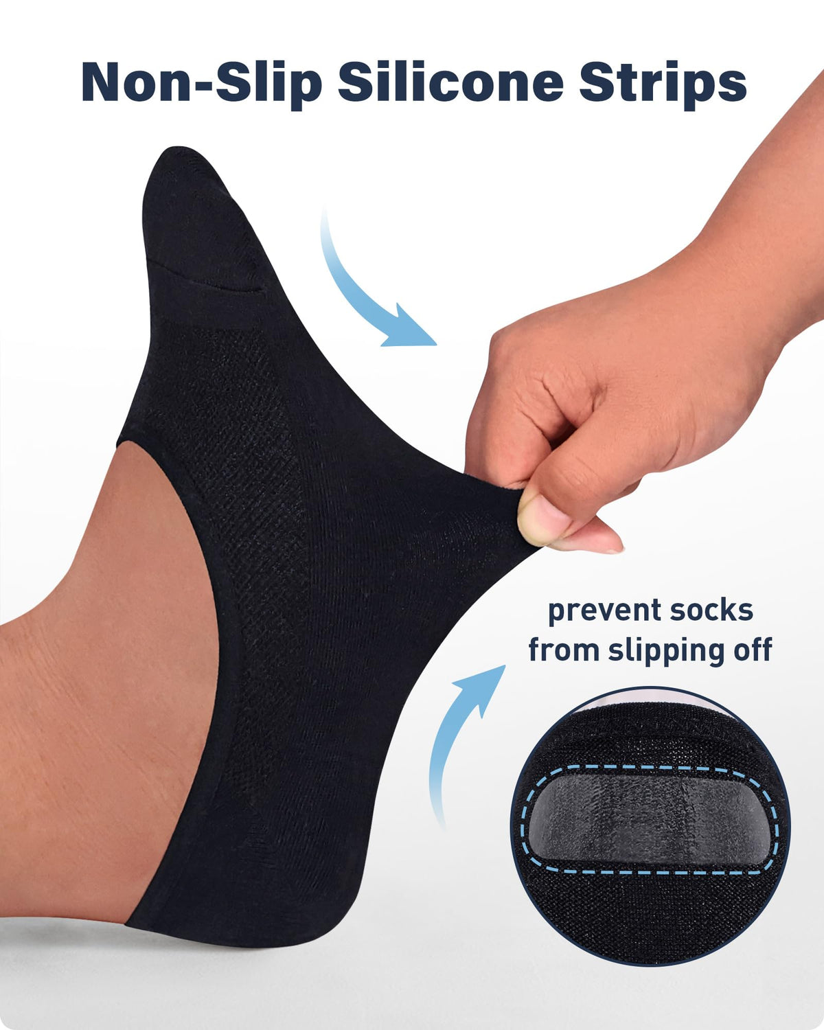 No Show Socks Men Thin Low Cut Non Slip Socks for Loafer 10-13/13-15