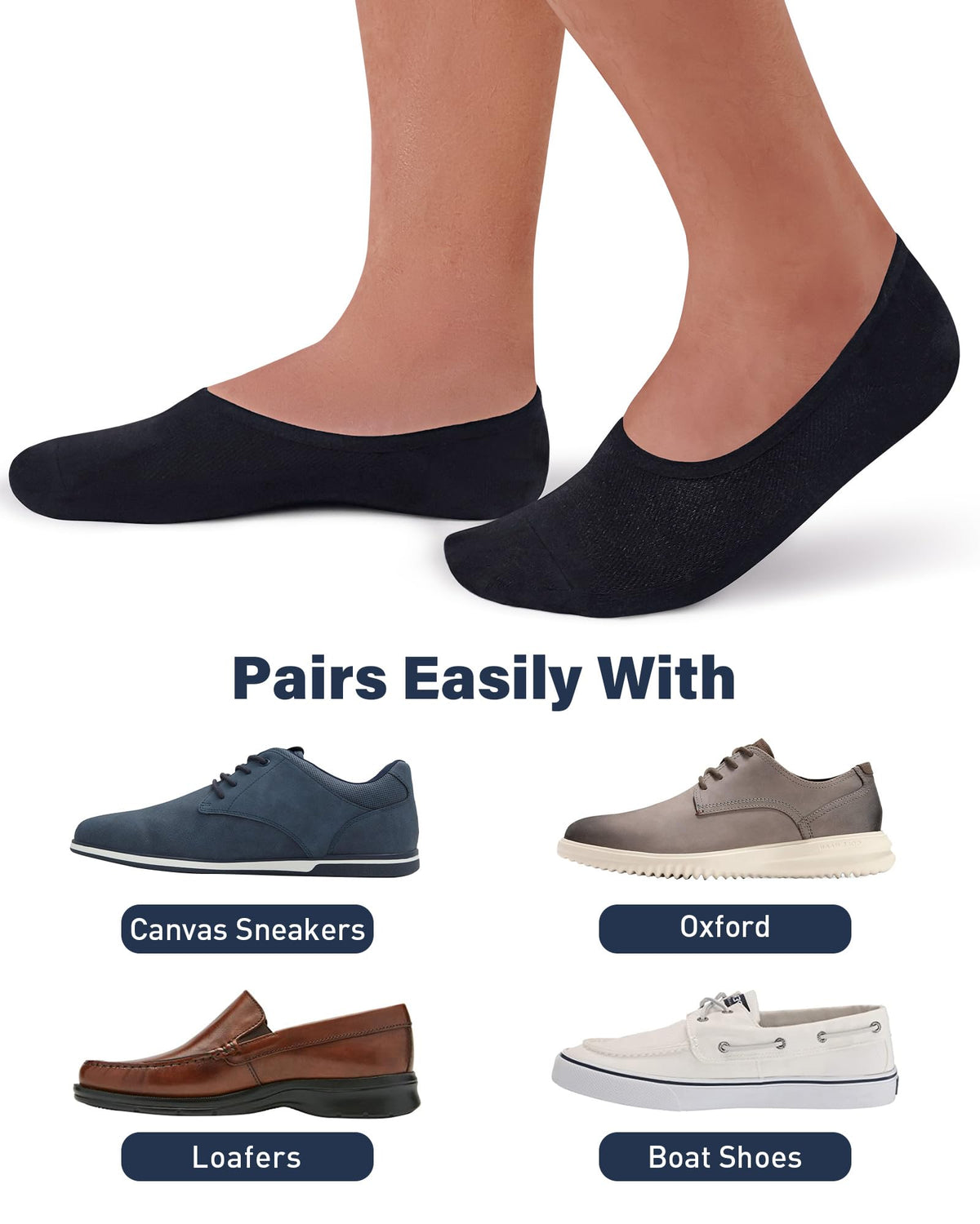 No Show Socks Men Thin Low Cut Non Slip Socks for Loafer 10-13/13-15