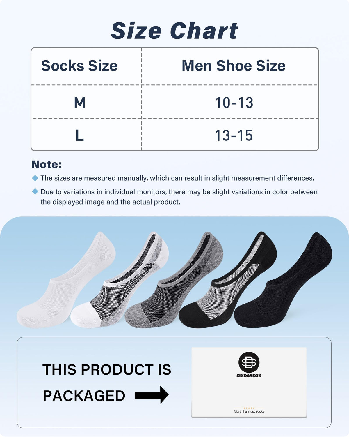 No Show Socks Men Thin Low Cut Non Slip Socks for Loafer 10-13/13-15
