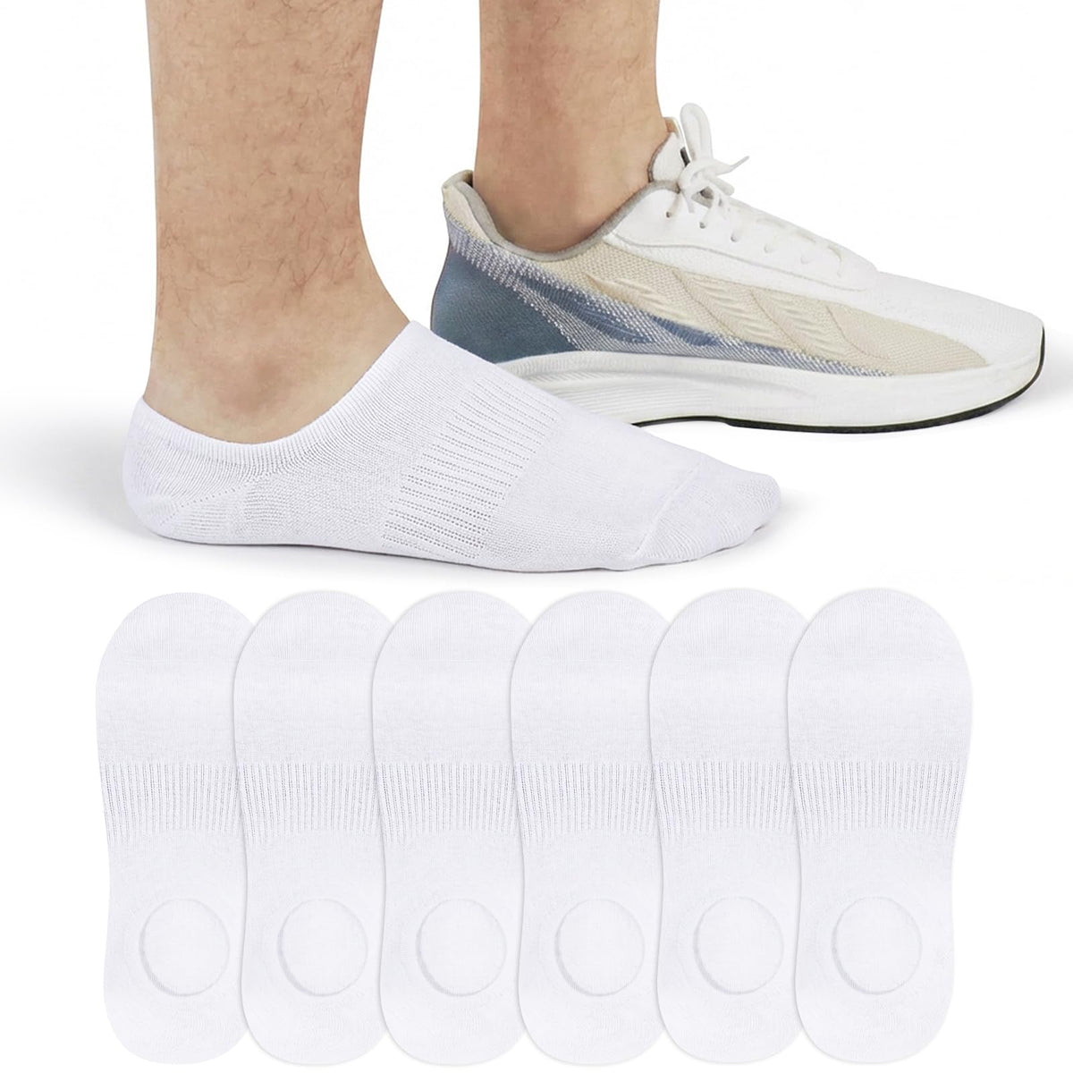 SIXDAYSOX 6/8 Pairs No Show Socks for Men, Low Cut Ankle Socks Non Slip
