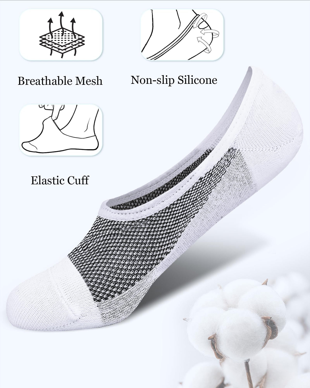 SIXDAYSOX 8/6 Pairs No Show Socks Men Thin Liner Ultra Low Cut Loafer Socks