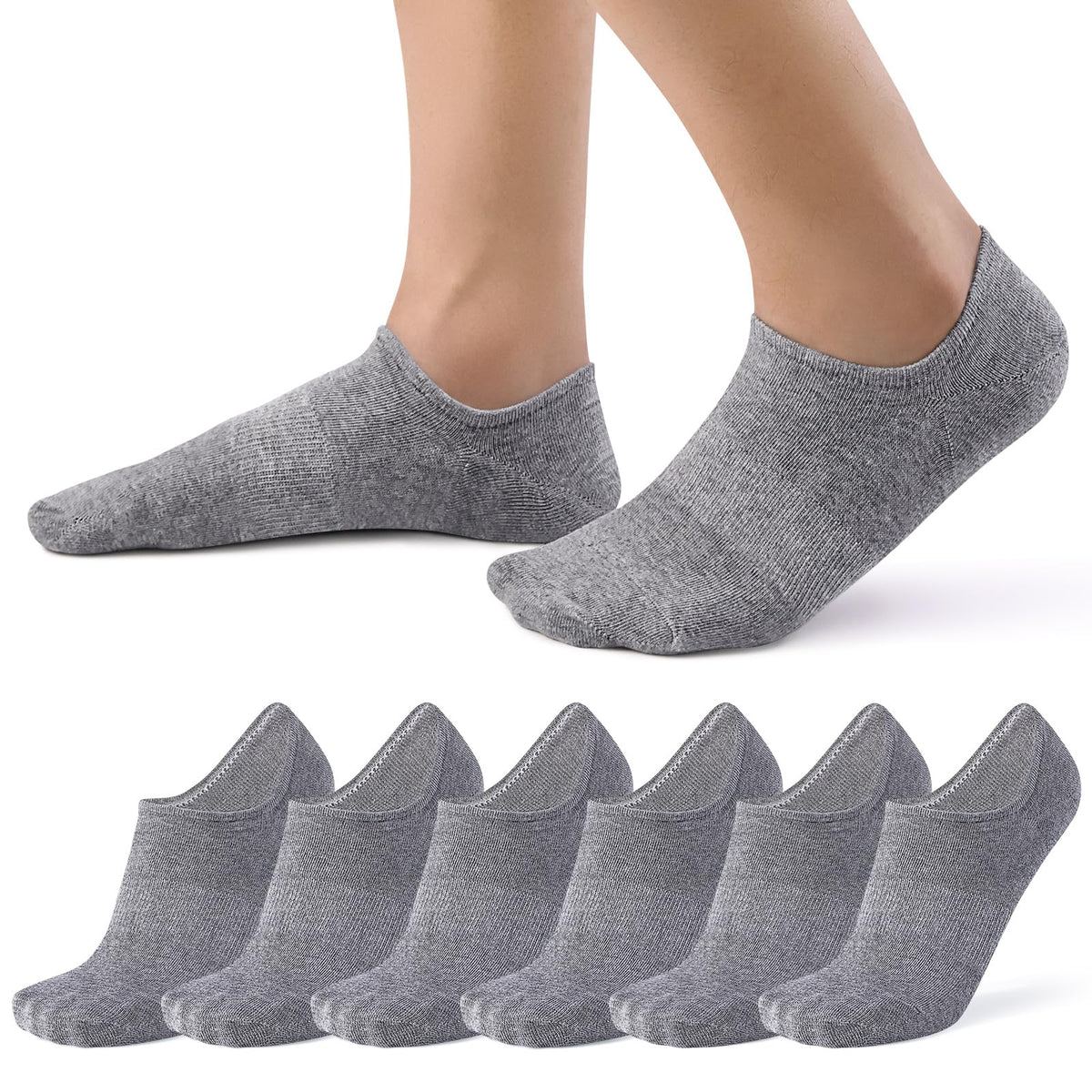 SIXDAYSOX No Show Socks Men 6/8 Pack Cotton Ankle Socks Size 10-13/13-15