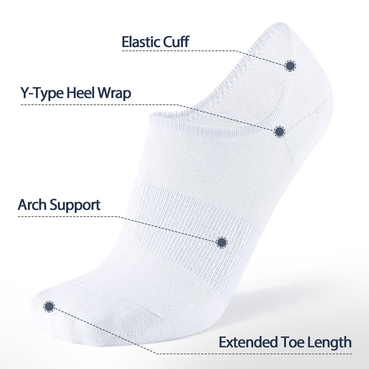 SIXDAYSOX No Show Socks Men 6/8 Pack Cotton Ankle Socks Size 10-13/13-15