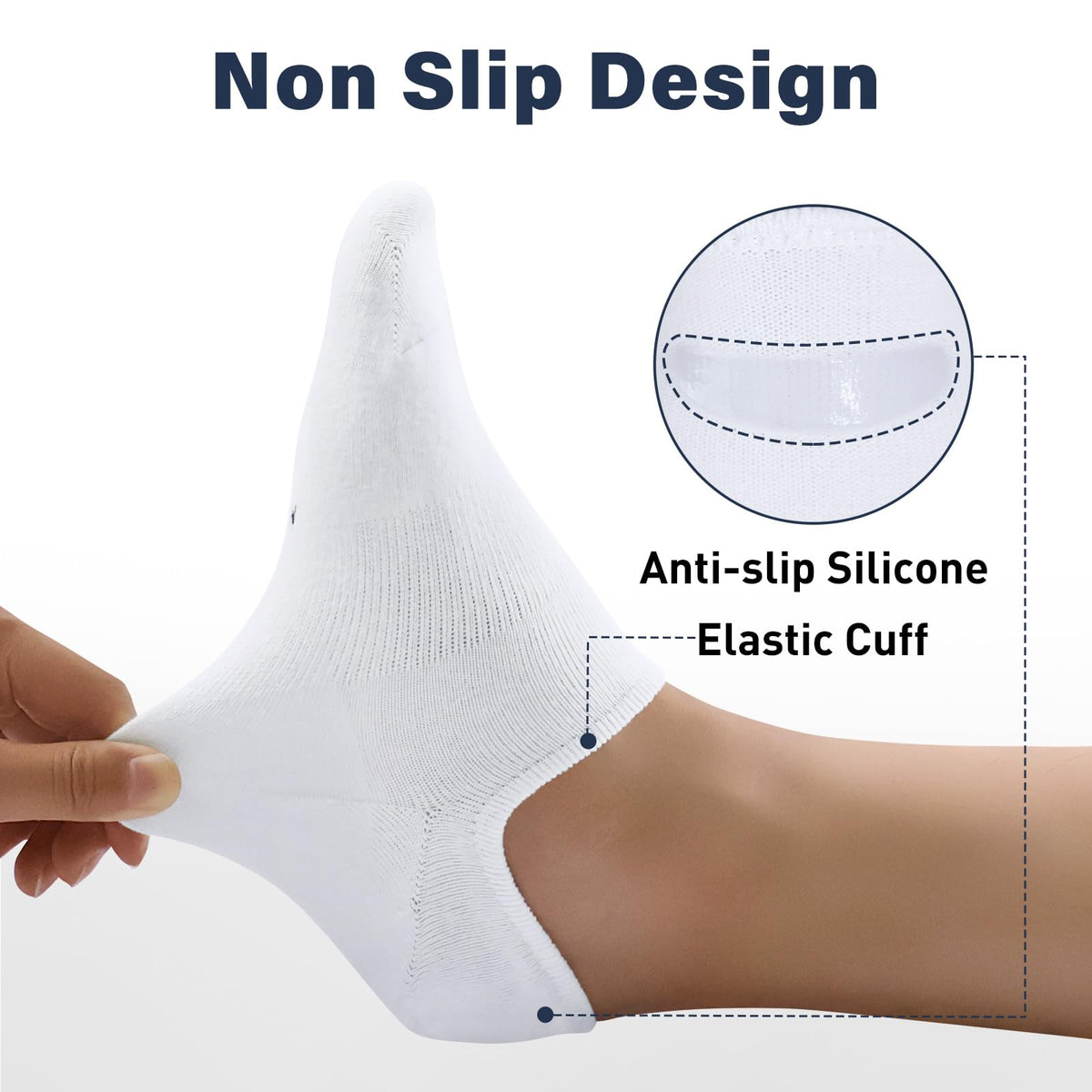 SIXDAYSOX No Show Socks Men 6/8 Pack Cotton Ankle Socks Size 10-13/13-15