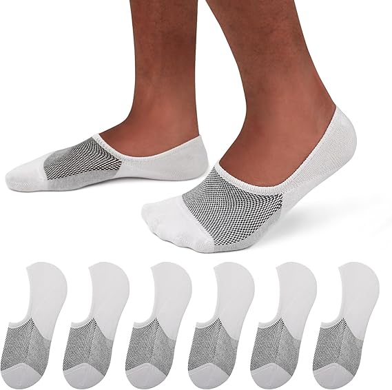 SIXDAYSOX No Show Socks Men 6/8 Pack Invisible Low Cut Socks Non Slip Short Socks Size 5-11/10-13