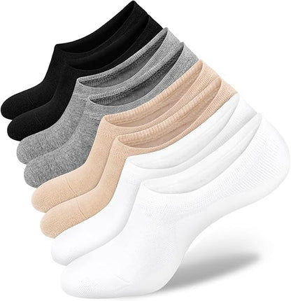 SIXDAYSOX Womens No Show Socks 4-8 Pairs Ondo Low Cut Non-Slip Socks Invisible Cotton Liner Socks