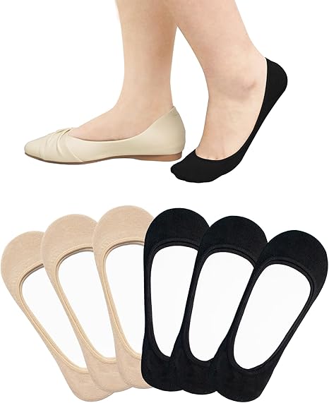 SIXDAYSOX 4-6 Pairs No Show Socks Womens Ultra Low Cut Non-Slip Liner Socks for Flats Boat