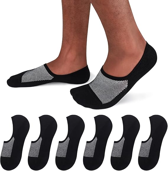 SIXDAYSOX No Show Socks Men 6/8 Pack Invisible Low Cut Socks Non Slip Short Socks Size 5-11/10-13