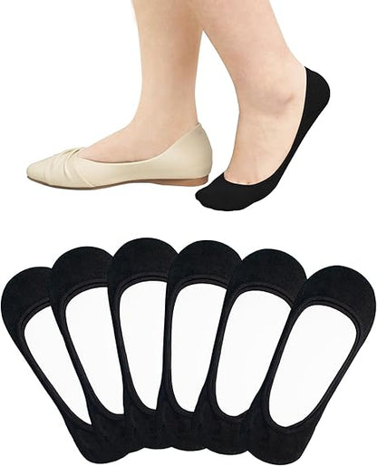 SIXDAYSOX 4-6 Pairs No Show Socks Womens Ultra Low Cut Non-Slip Liner Socks for Flats Boat