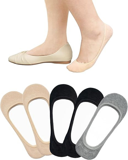 SIXDAYSOX 4-6 Pairs No Show Socks Womens Ultra Low Cut Non-Slip Liner Socks for Flats Boat