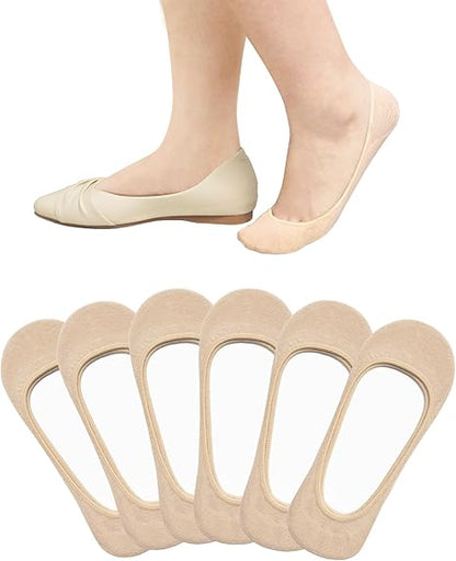 SIXDAYSOX 4-6 Pairs No Show Socks Womens Ultra Low Cut Non-Slip Liner Socks for Flats Boat