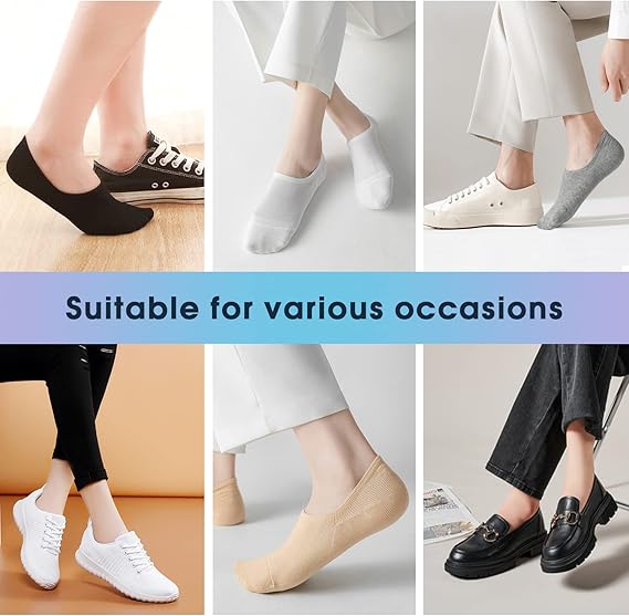 SIXDAYSOX Womens No Show Socks 4-8 Pairs Ondo Low Cut Non-Slip Socks Invisible Cotton Liner Socks