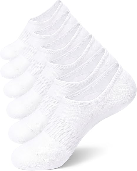 SIXDAYSOX No Show Socks Womens Cotton 6-8 Pairs Low Cut Invisible Non-Slip Socks Size 5-9/9-11