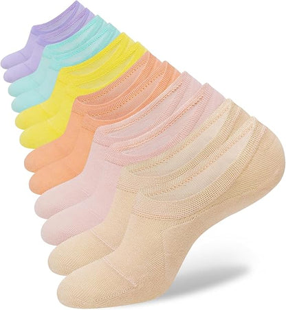 SIXDAYSOX Womens No Show Socks 4-8 Pairs Ondo Low Cut Non-Slip Socks Invisible Cotton Liner Socks