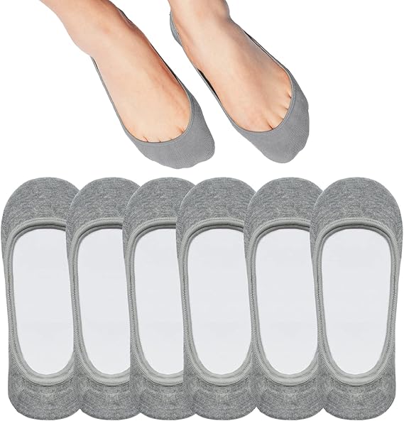 SIXDAYSOX No Show Socks Women for Flats 4 to 8 Pack Non Slip Invisible Ultra Low Cut Socks Shoe Size 5-8/9-11