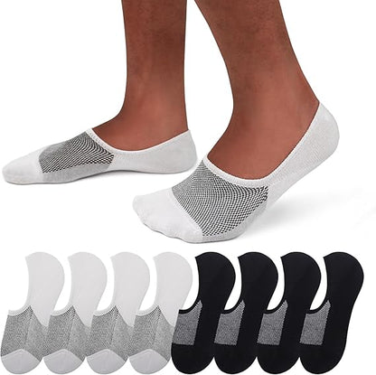 SIXDAYSOX No Show Socks Men 6/8 Pack Invisible Low Cut Socks Non Slip Short Socks Size 5-11/10-13