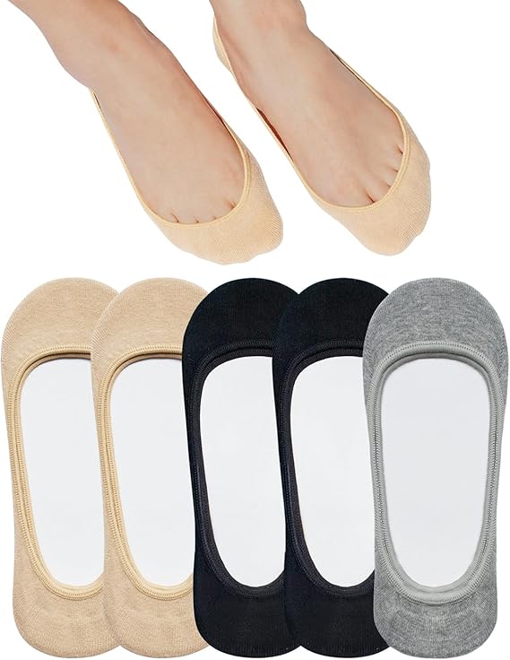 SIXDAYSOX No Show Socks Women for Flats 4 to 8 Pack Non Slip Invisible Ultra Low Cut Socks Shoe Size 5-8/9-11