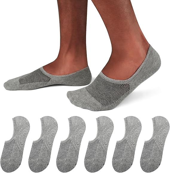 SIXDAYSOX No Show Socks Men 6/8 Pack Invisible Low Cut Socks Non Slip Short Socks Size 5-11/10-13