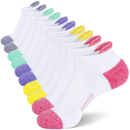 SIXDAYSOX Womens Ankle Socks Low Cut Cushioned Running Socks No Show Athletic Socks 5 Pairs