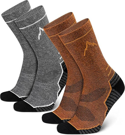 SIXDAYSOX Mens Merino Wool Hiking Socks, Moisture Wicking Cushioned Hiking Socks for Outdoor Trekking Cycling, 2 Pairs