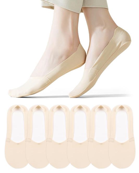 SIXDAYSOX No Show Socks Womens Low Cut Non Slip Socks Invisible Liner Socks for Flats Boat 6 Pairs