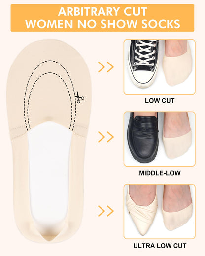 SIXDAYSOX No Show Socks Womens Low Cut Non Slip Socks Invisible Liner Socks for Flats Boat 6 Pairs