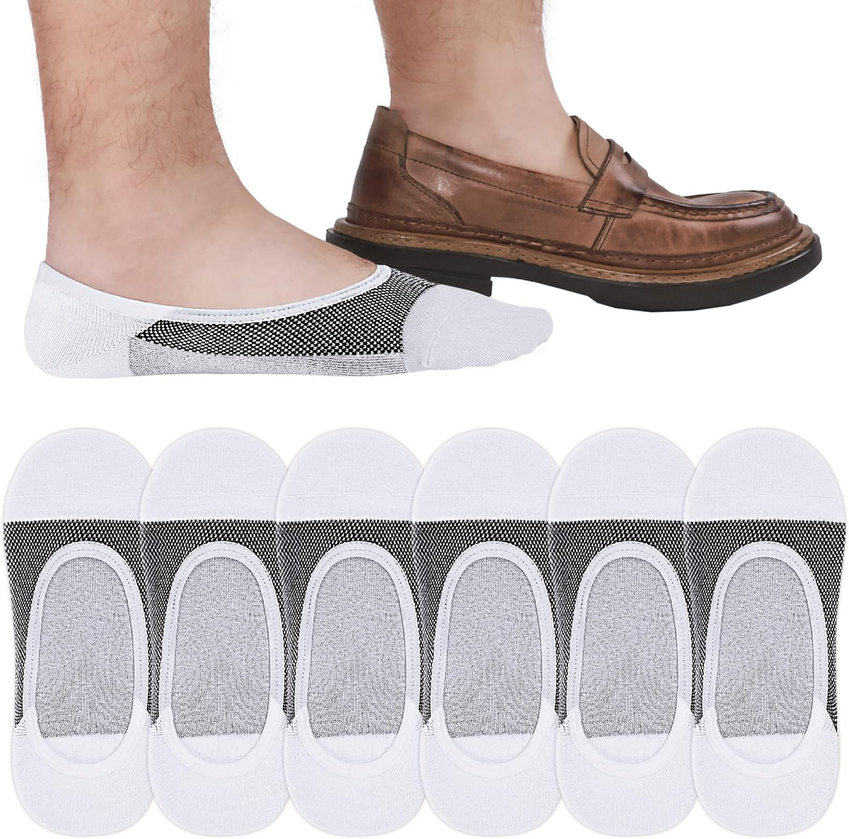 SIXDAYSOX 8/6 Pairs No Show Socks Men Thin Liner Ultra Low Cut Loafer Socks
