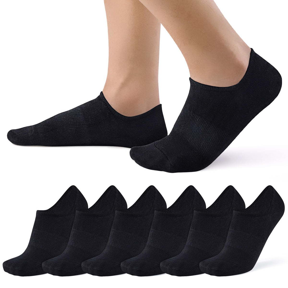 SIXDAYSOX No Show Socks Men 6/8 Pack Cotton Ankle Socks Size 10-13/13-15