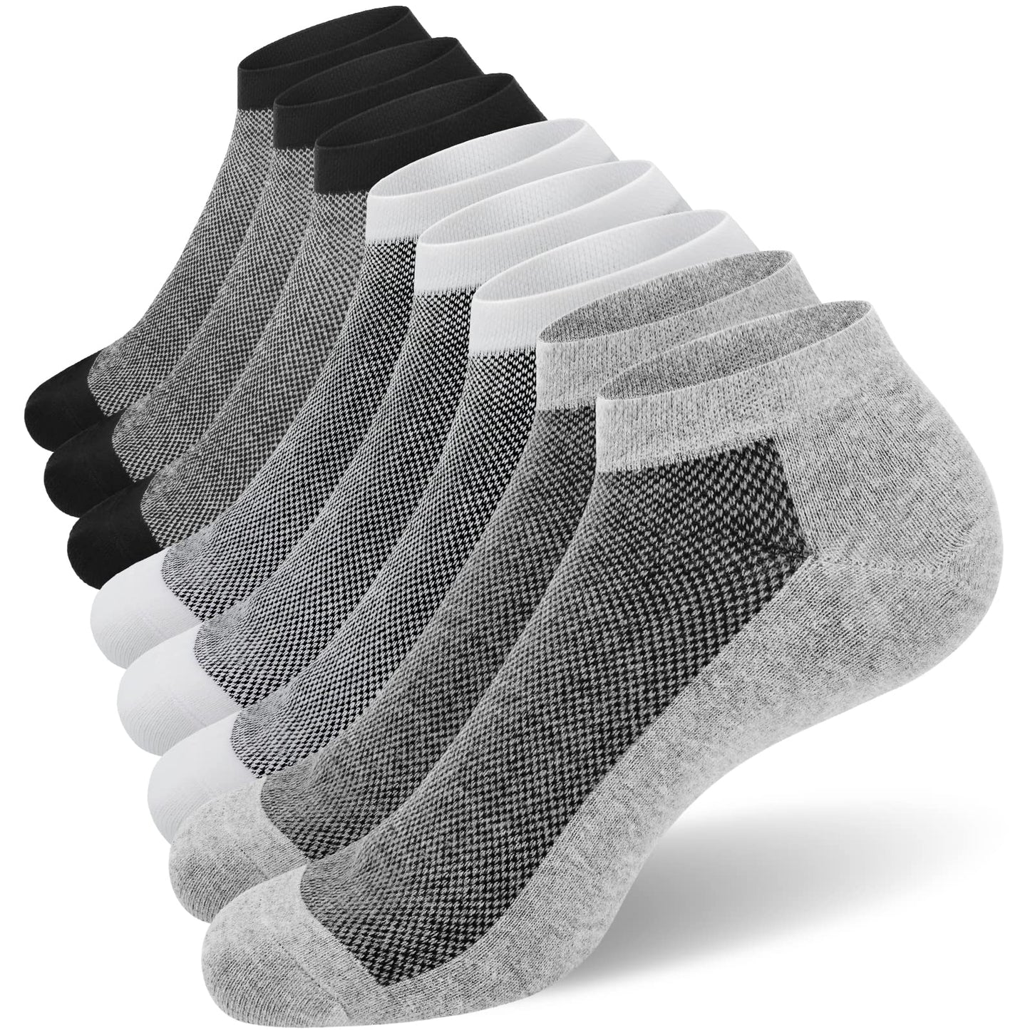 SIXDAYSOX 8 Pack Mens Ankle Socks Low Cut Comfort Casual Socks Size 10-13/13-15