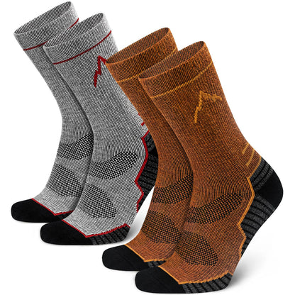 SIXDAYSOX Mens Merino Wool Hiking Socks, Moisture Wicking Cushioned Hiking Socks for Outdoor Trekking Cycling, 2 Pairs