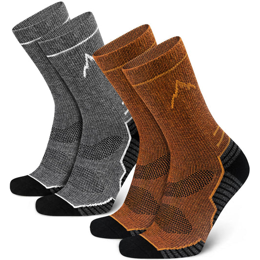 SIXDAYSOX Mens Merino Wool Hiking Socks, Moisture Wicking Cushioned Hiking Socks for Outdoor Trekking Cycling, 2 Pairs