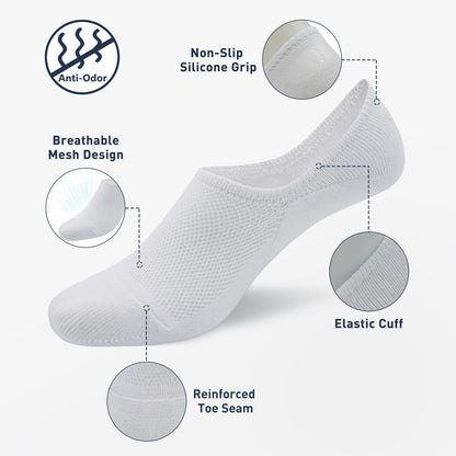 SIXDAYSOX No Show Socks Men 6/8 Pack Invisible Low Cut Socks Non Slip Short Socks Size 5-11/10-13