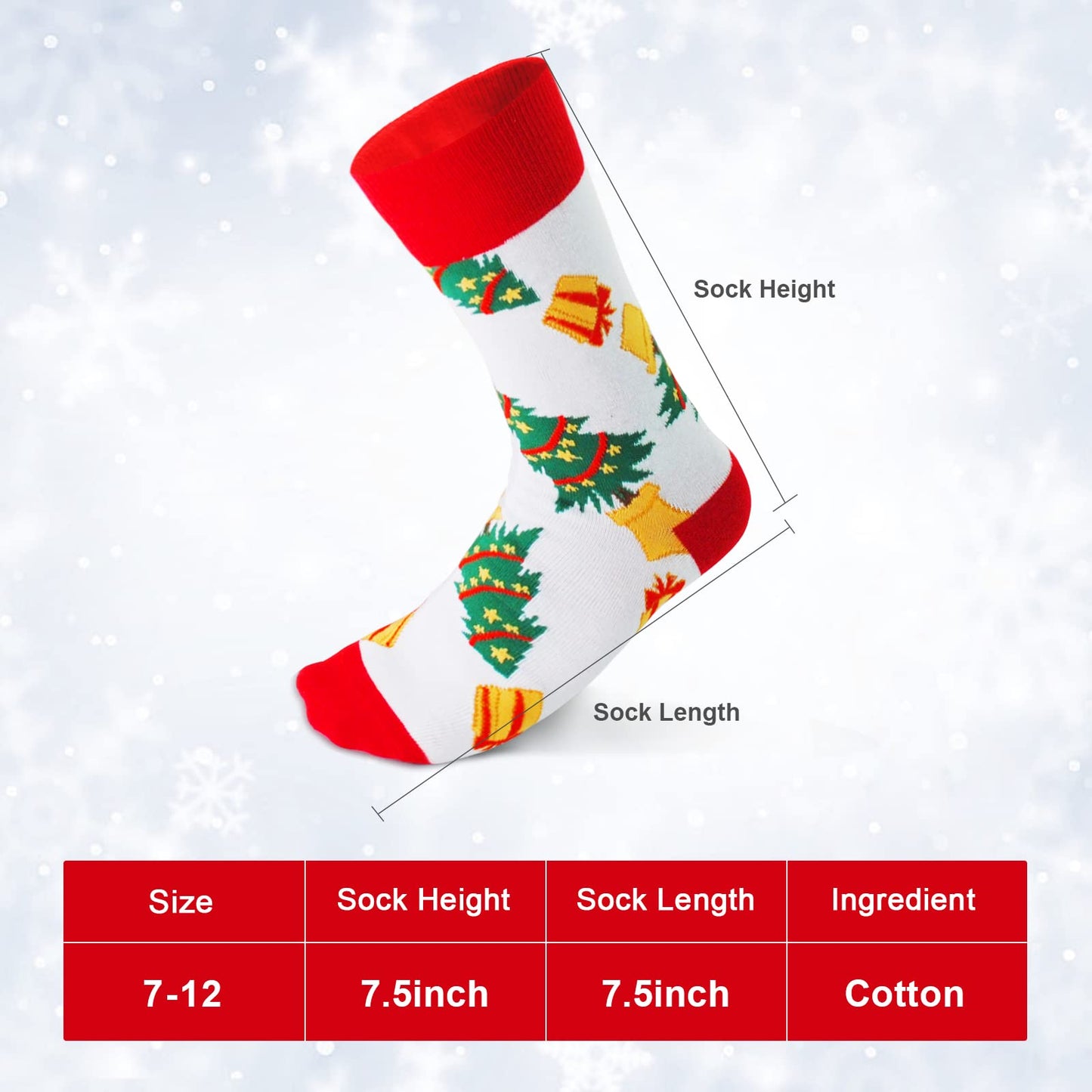 SIXDAYSOX 6 Pair Fun Christmas Socks Unisex Xmas Crew Socks Womens Colorful Funny Socks for Men