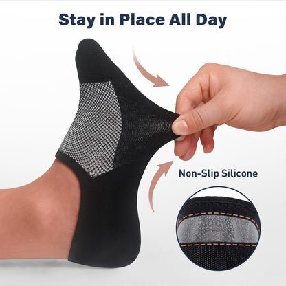 SIXDAYSOX No Show Socks Men 6/8 Pack Invisible Low Cut Socks Non Slip Short Socks Size 5-11/10-13