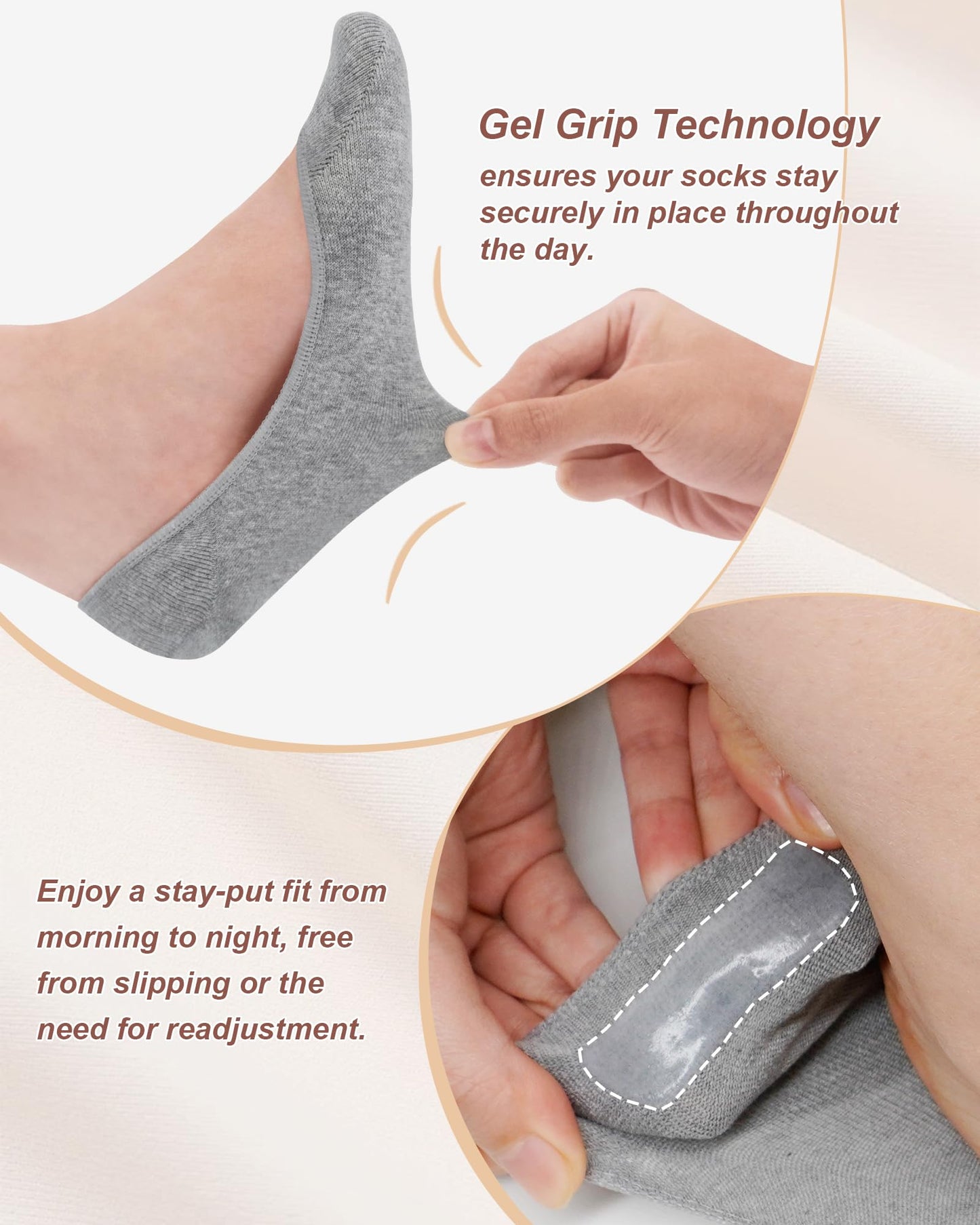 SIXDAYSOX 4-6 Pairs No Show Socks Womens Ultra Low Cut Non-Slip Liner Socks for Flats Boat