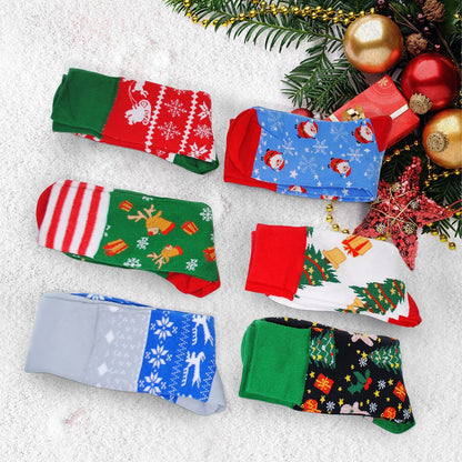 SIXDAYSOX 6 Pair Fun Christmas Socks Unisex Xmas Crew Socks Womens Colorful Funny Socks for Men